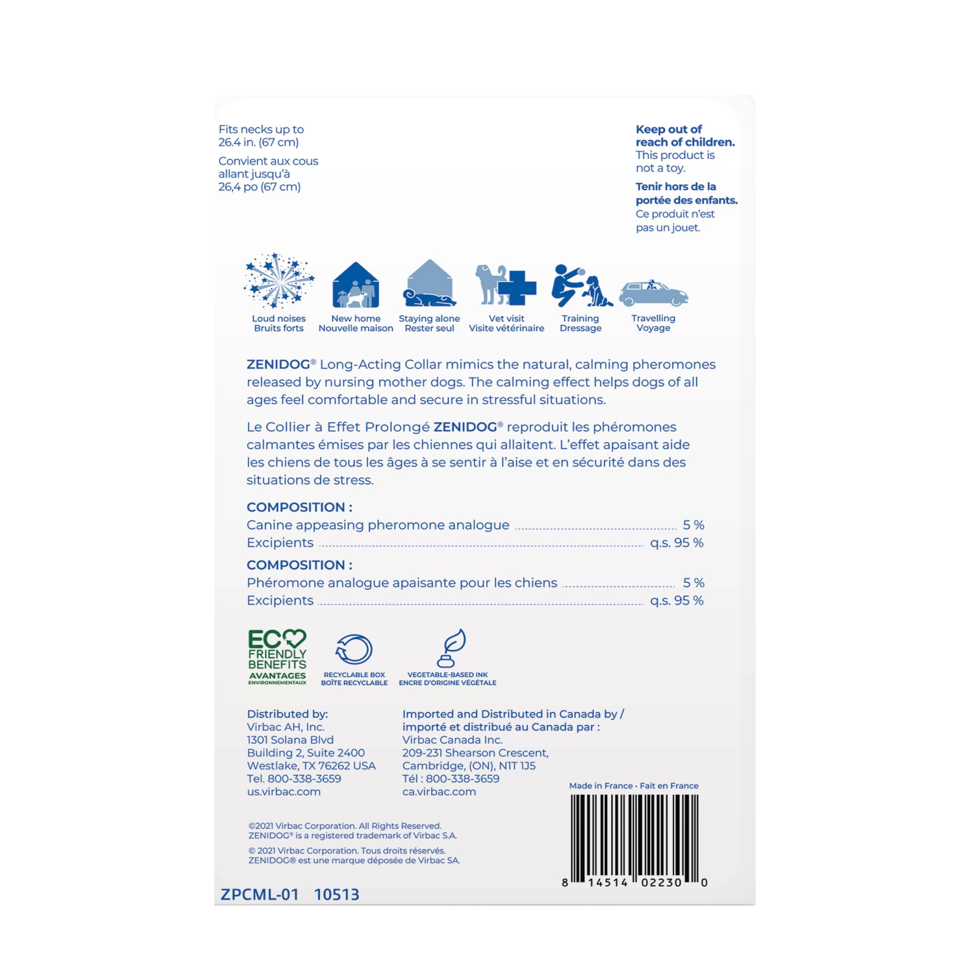 Virbac ZENIDOG collar in use provides non-drug stress support for visits.