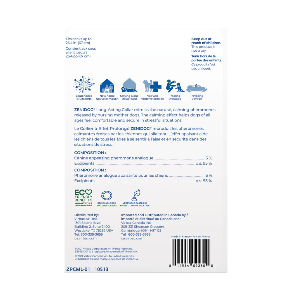 Virbac ZENIDOG collar in use provides non-drug stress support for visits.