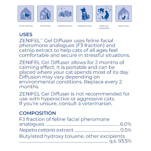 Virbac Zenifel gel diffuser packaging image highlighting ready-to-use calming solution