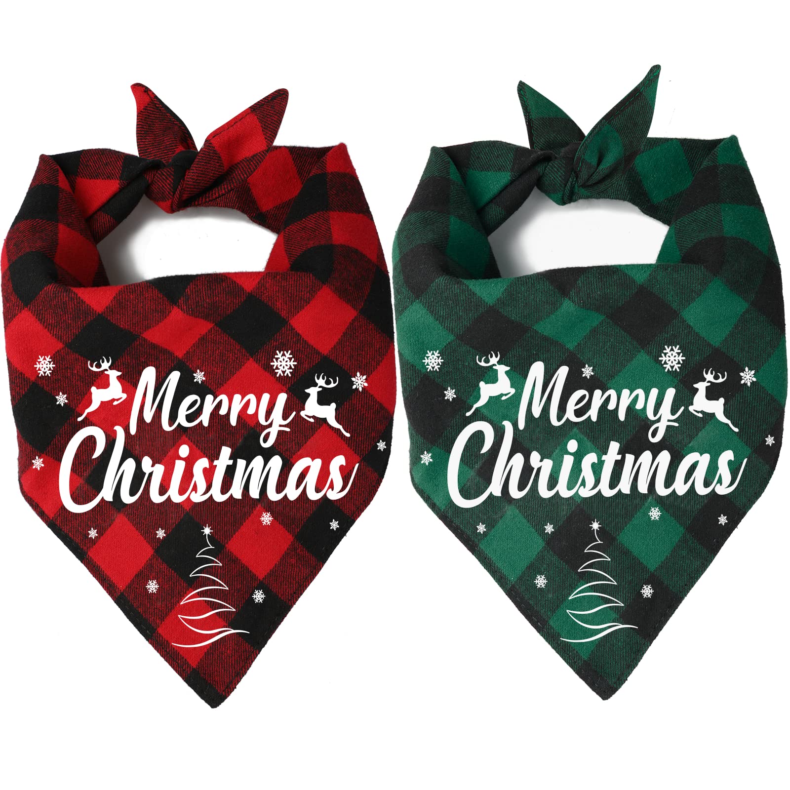 Viretec dog bandana Christmas green-red front view for festive photos