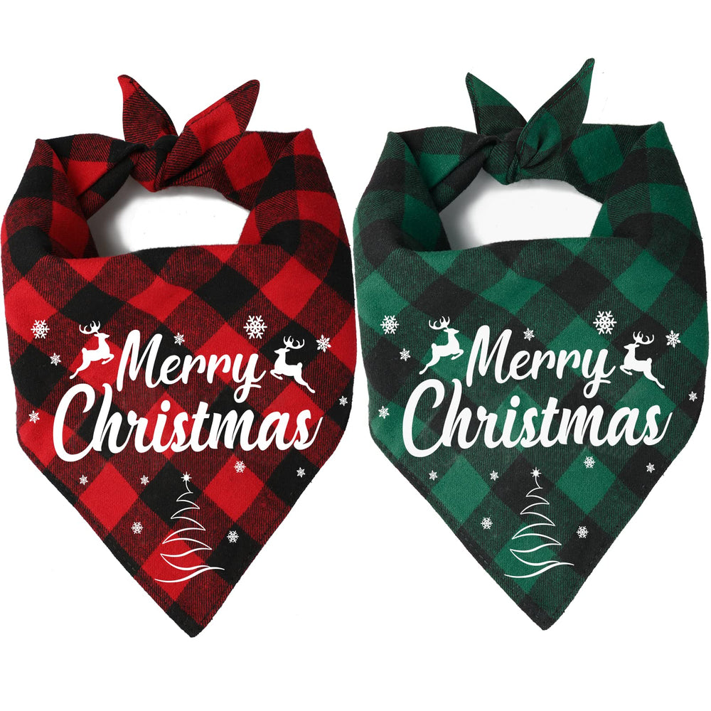 Viretec dog bandana Christmas green-red front view for festive photos