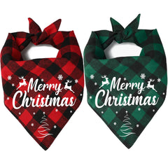 Viretec dog bandana Christmas green-red front view for festive photos