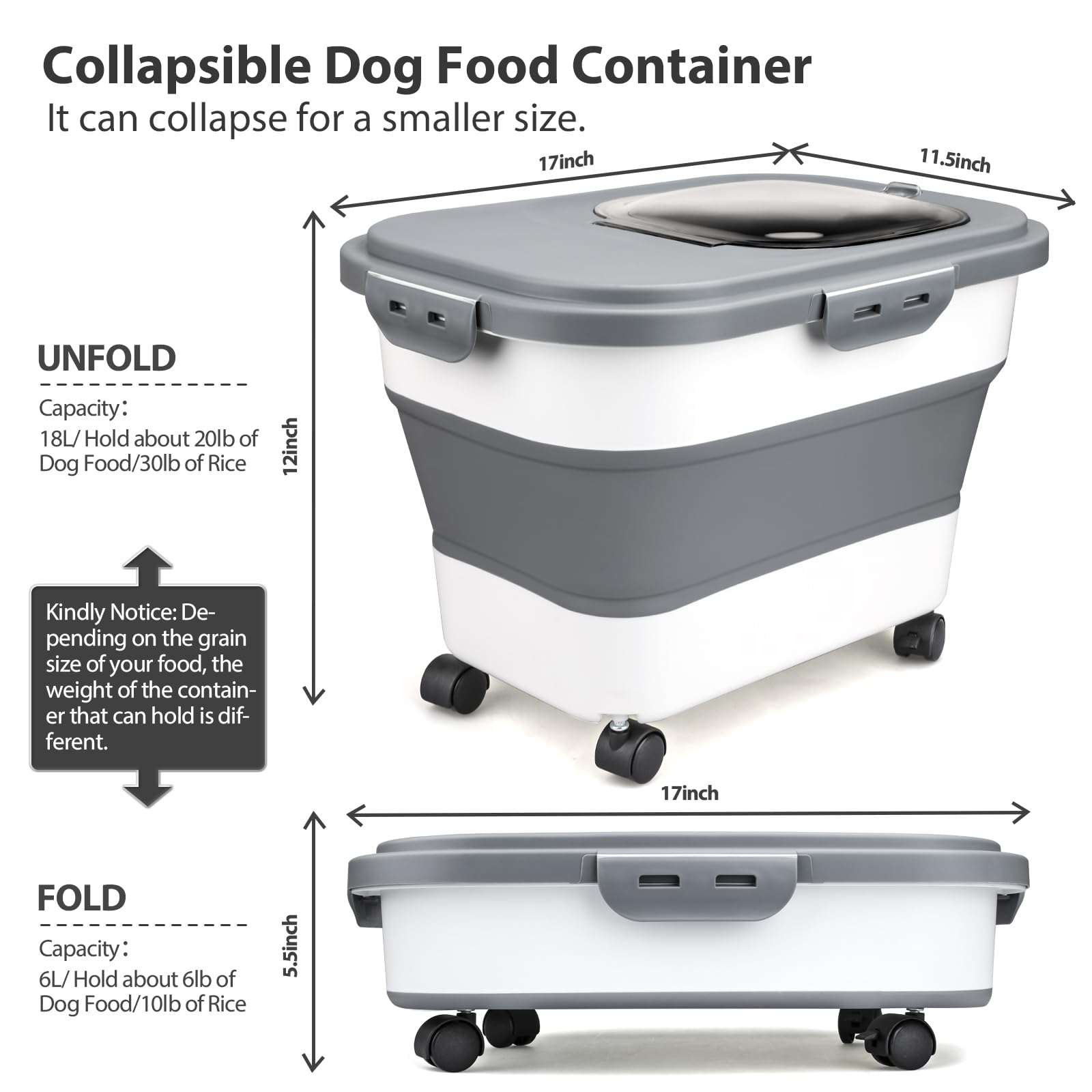 Viretec dog food container with wheels demonstrates easy mobility for heavy kibble storage