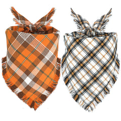 Viretec fall dog bandana orange plaid neckwear boosts seasonal style for dogs.