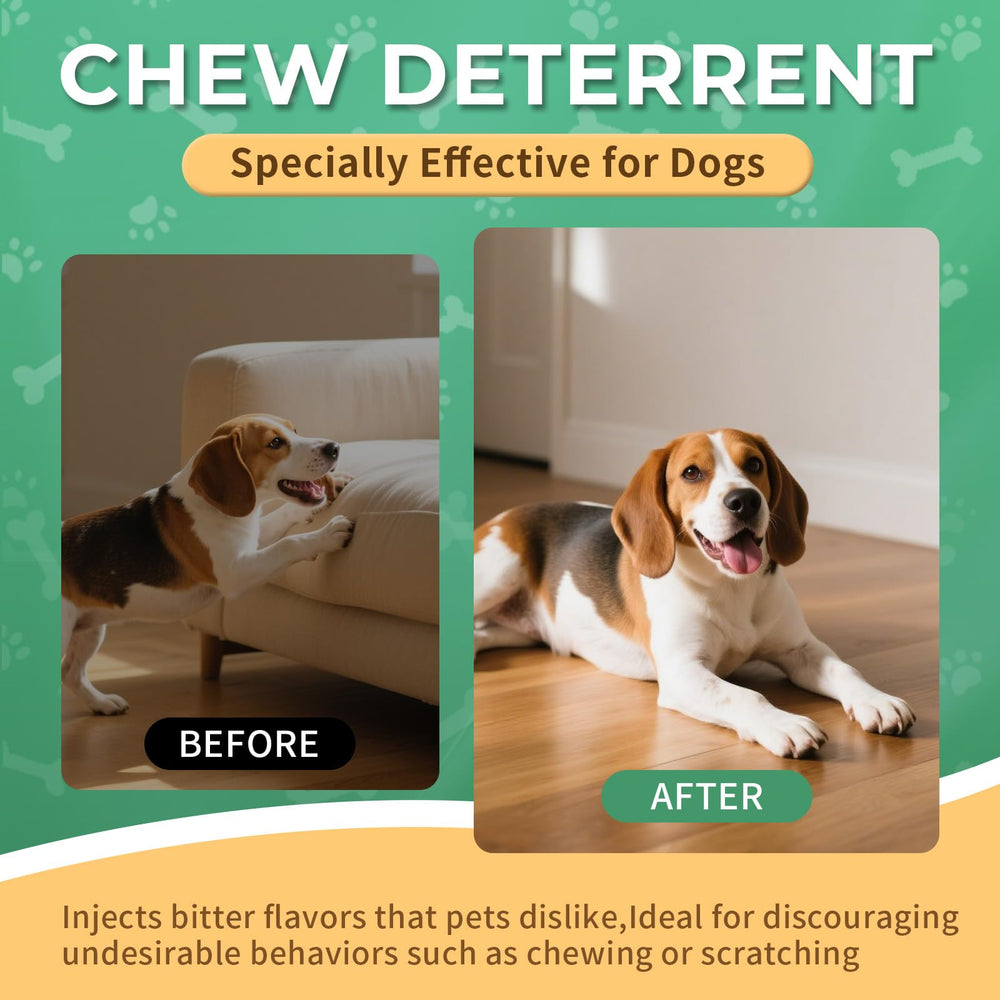 Virmate No Chew Spray demonstrated for outdoor pet deterrence in outdoor area.