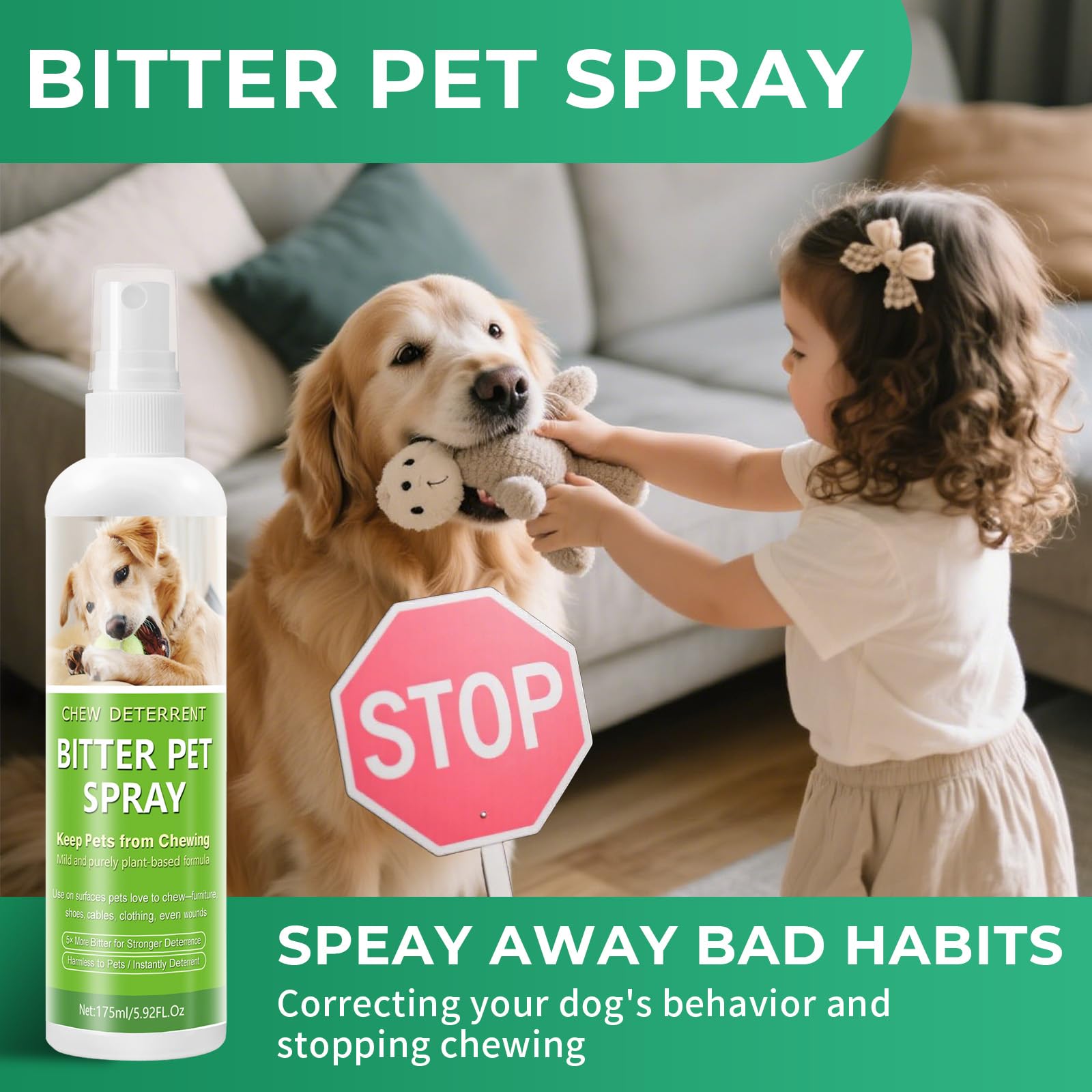 Virmate No Chew Spray safe-formula label emphasizes pet-friendly use.