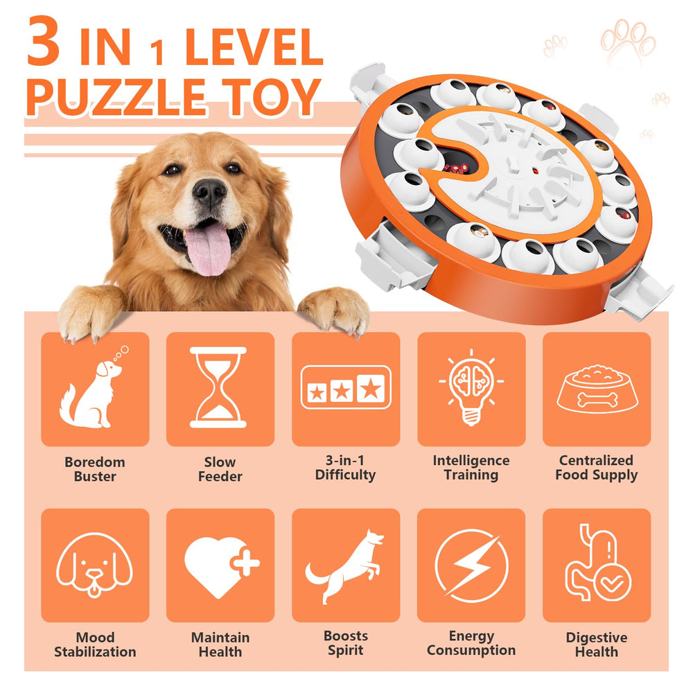 Virtulance dog puzzle toy level3 drawers-open showcases treat discovery for nose-and-paw learning.