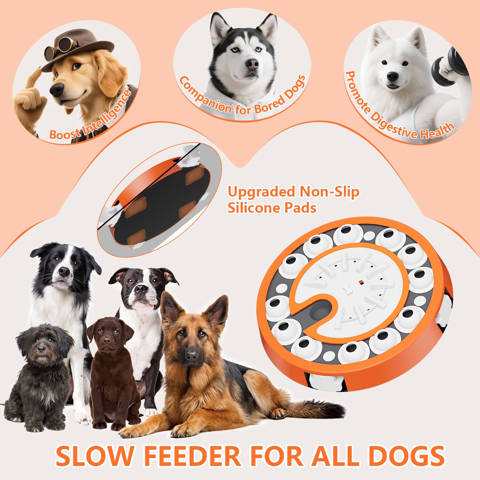 Virtulance dog puzzle toy level3 modular-assembly highlights easy-clean design and safe components.