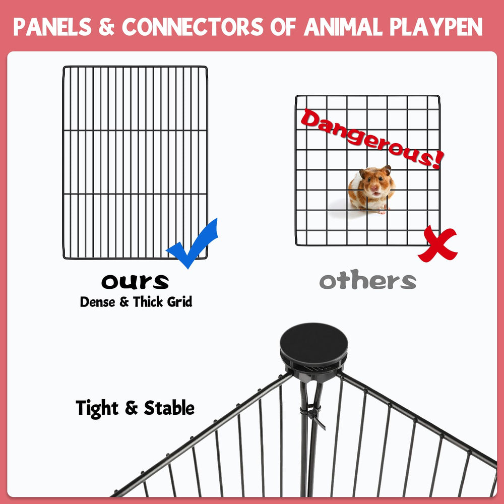 VISCOO 20-panel playpen in-use scene showing family pets safely playing.