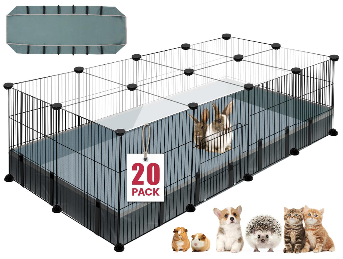 VISCOO 20-panel playpen side view shows durable coated steel containment.