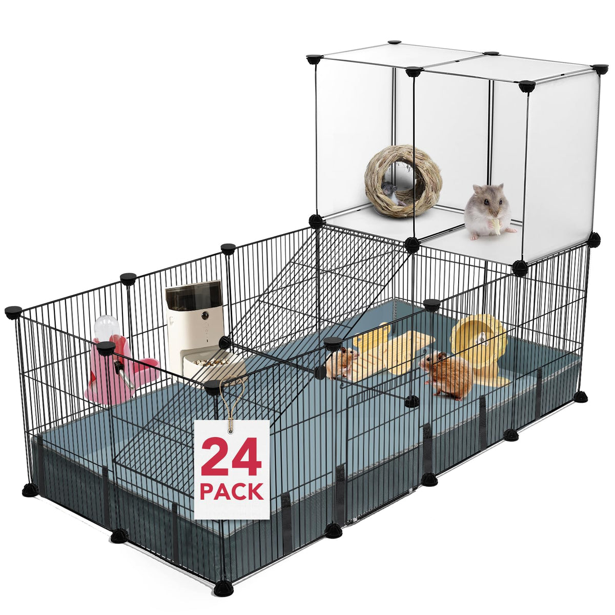 VISCOO 24-panels playpen assembly demonstrates modular setup for flexible small-pet spaces