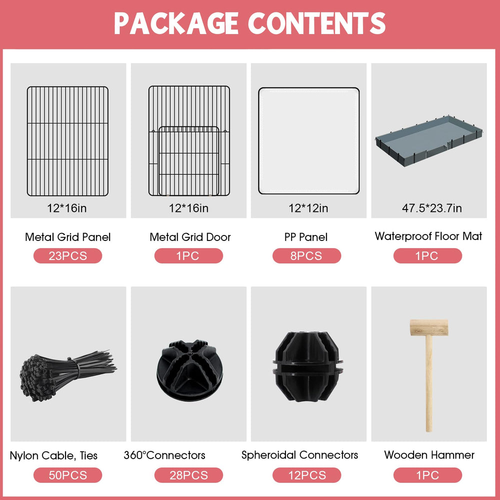 VISCOO playpen front view highlights roomy interior for small pets