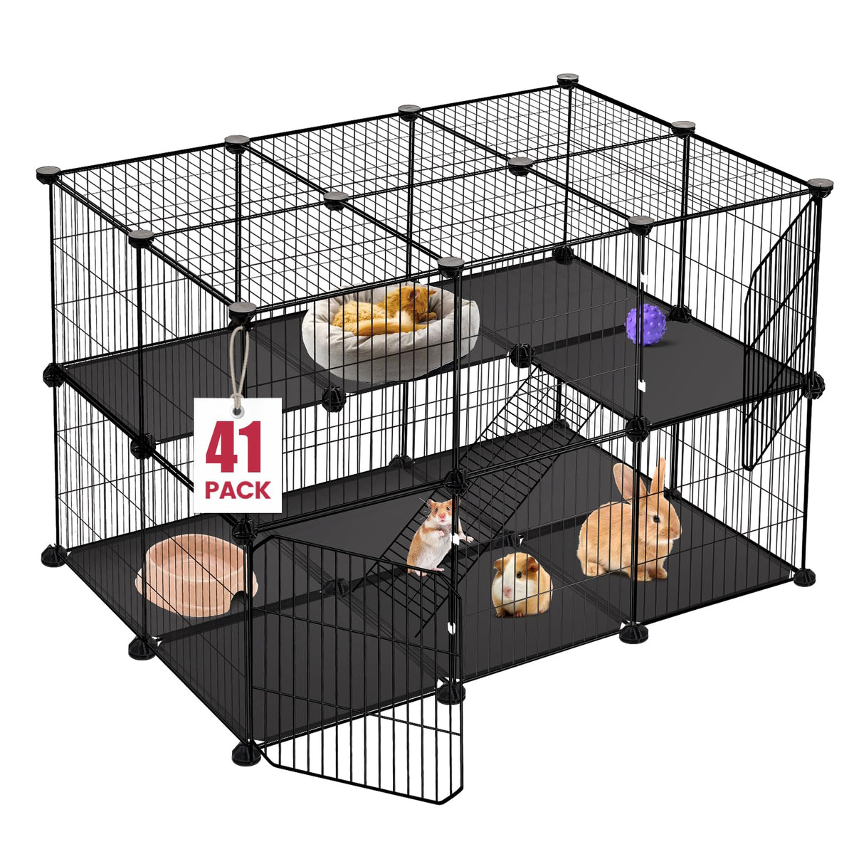 VISCOO 41-panels playpen assembly closeup showing sturdy coated steel and secure connectors.