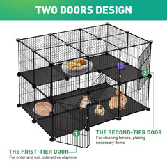 VISCOO 41-panels playpen ramp illustrate two-story layout for extra exercise space.