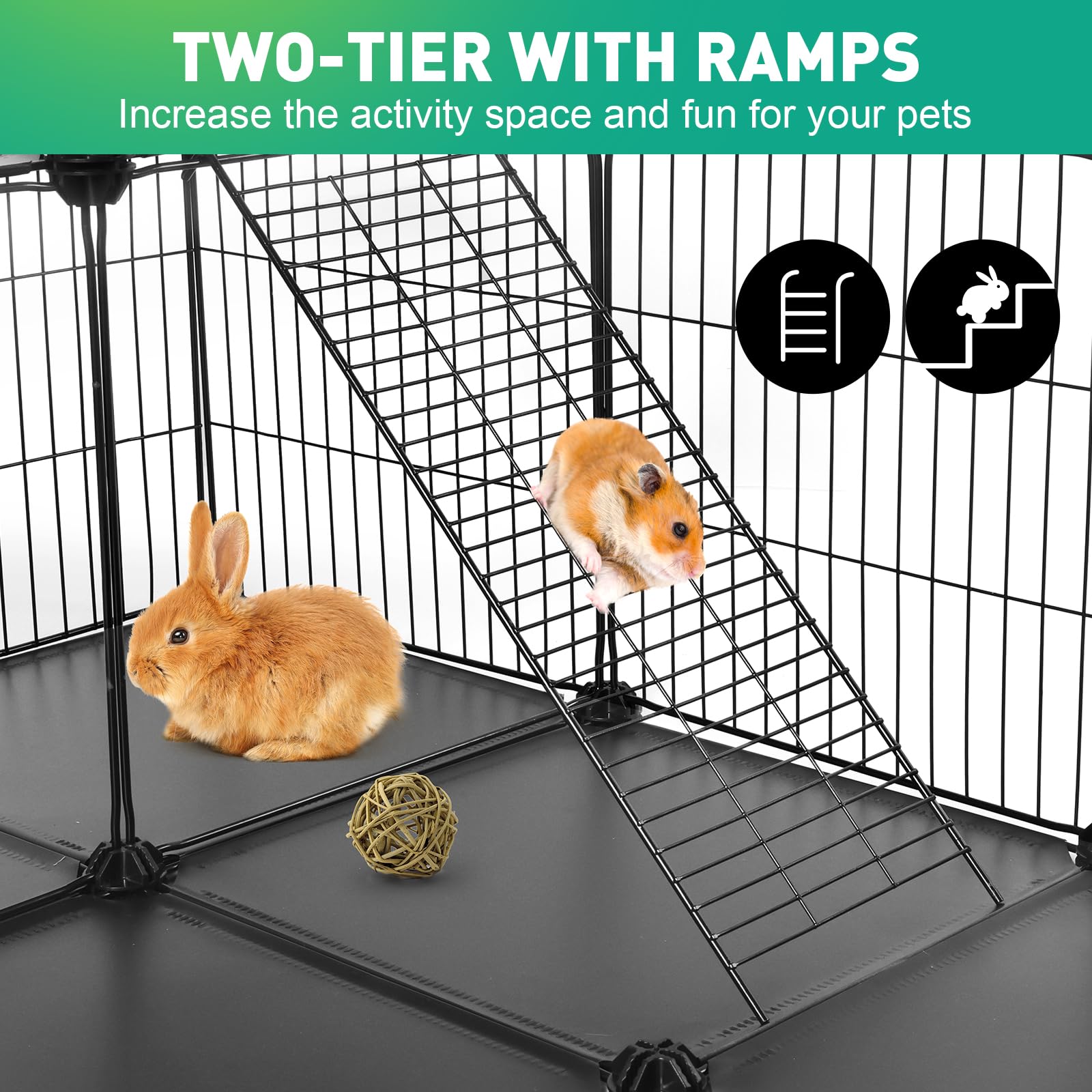 VISCOO 41-panels playpen two-doors design enables easy access and quick cleaning.
