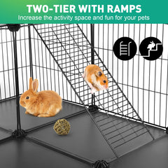 VISCOO 41-panels playpen two-doors design enables easy access and quick cleaning.