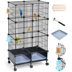 VISCOO 46-Inch Bird Cage front view highlights durable metal construction for a spacious, bird-friendly habitat.