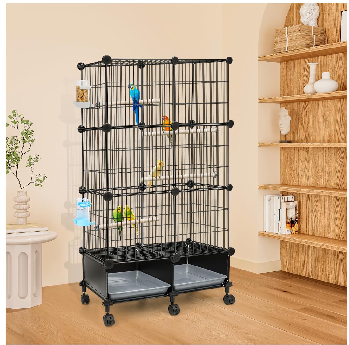 VISCOO-bird-cage-doors-locks highlights secure access with two-door design.
