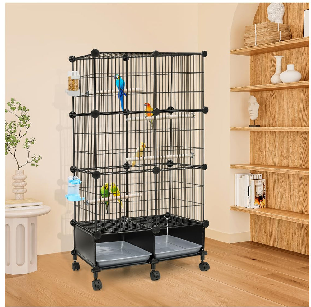 VISCOO-bird-cage-doors-locks highlights secure access with two-door design.