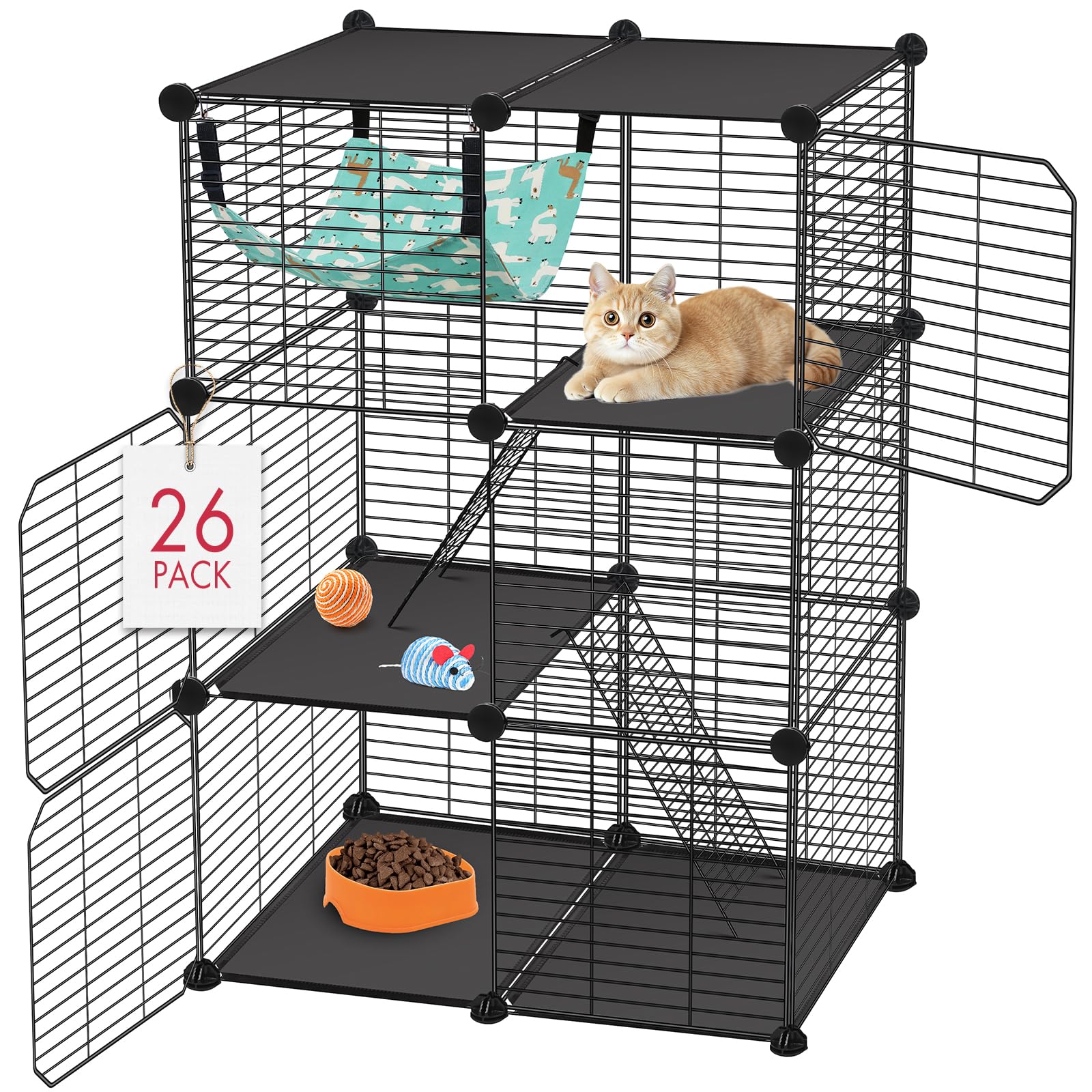 Viscoo cat cage assembly close-up shows sturdy rust-resistant steel wires for long-term use.