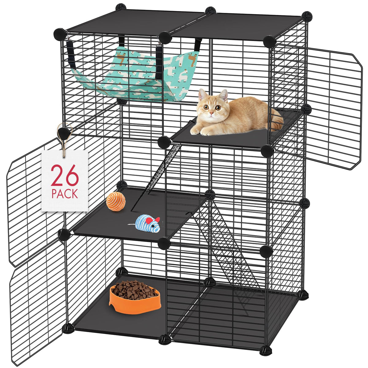 Viscoo cat cage assembly close-up shows sturdy rust-resistant steel wires for long-term use.