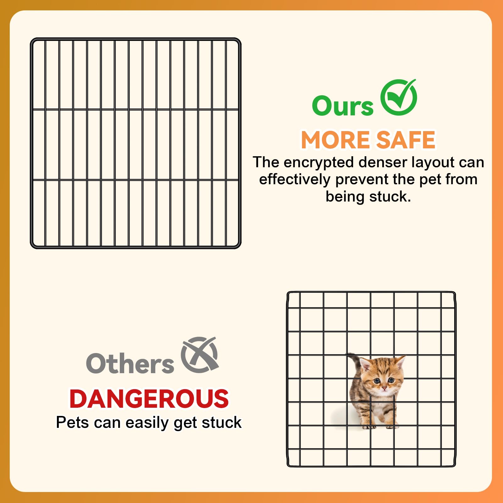 VISCOO cat cage anti-tipping design with straps for stable setup