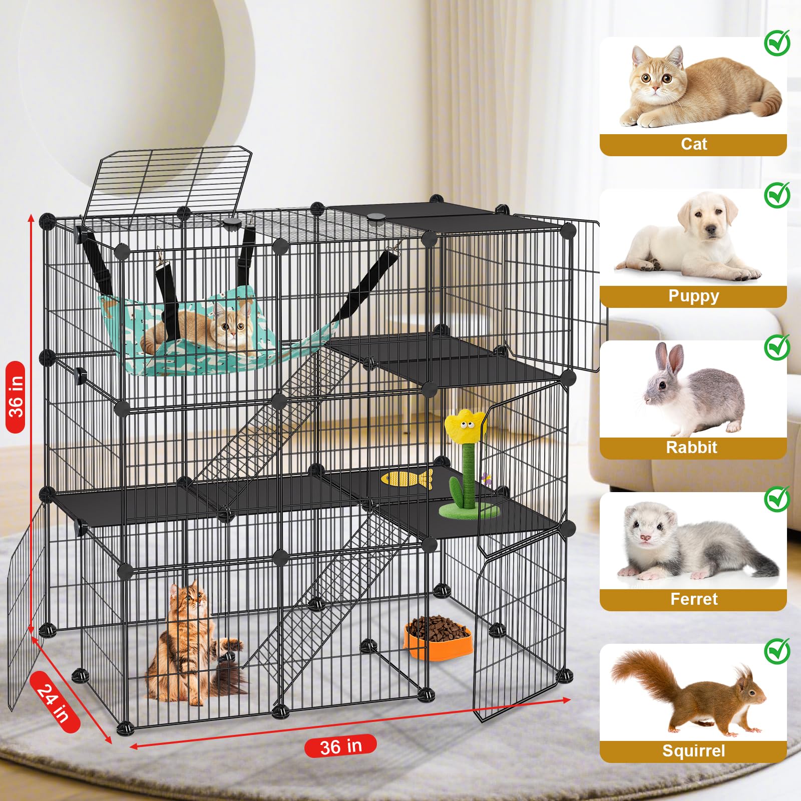 VISCOO cat cage durable rust-resistant steel construction ensures long-lasting enclosure