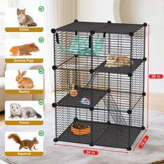 Viscoo 3-tier cat playpen with removable hammock for cozy lounging.