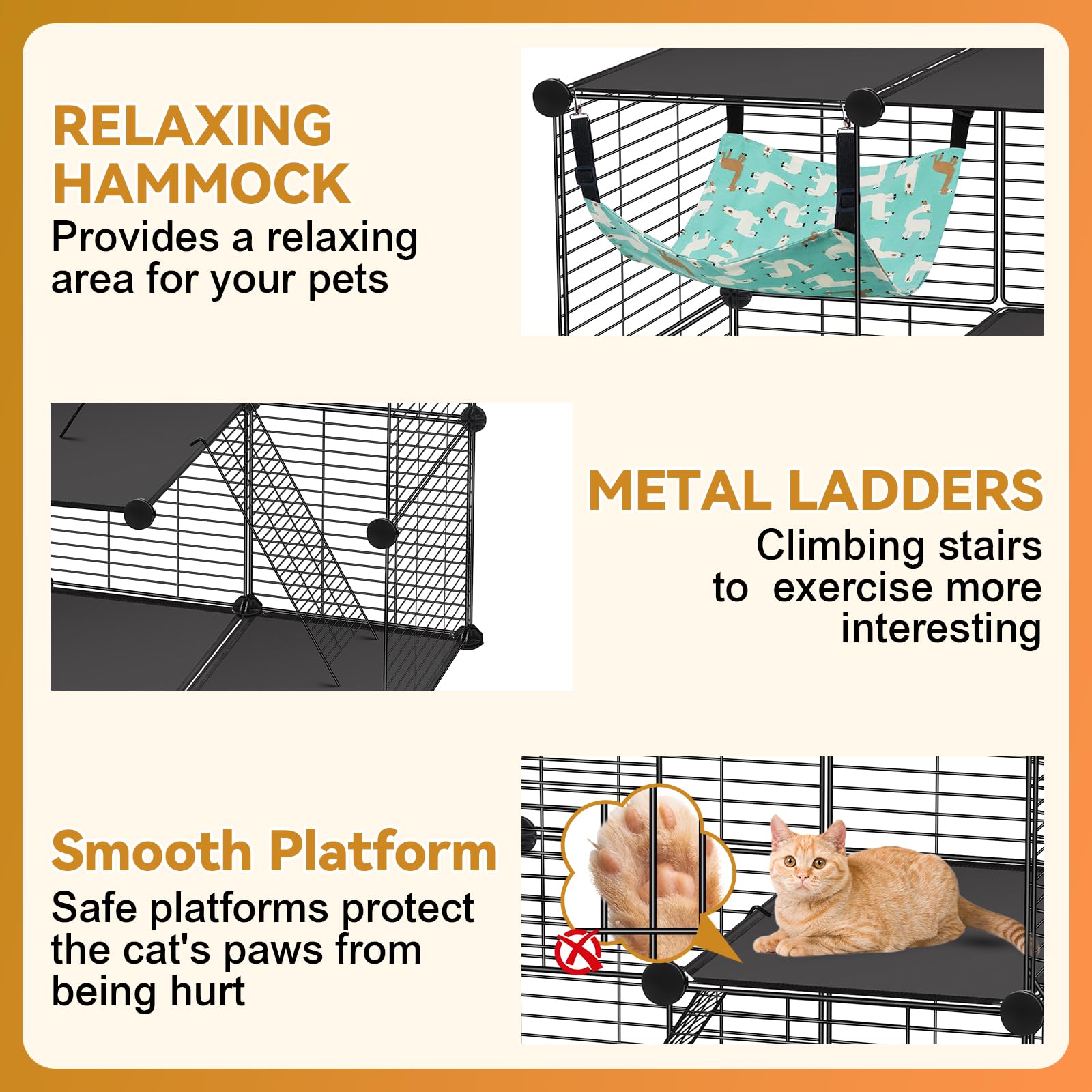 Viscoo cat cage exterior view highlights spacious interior for 1-2 cats.