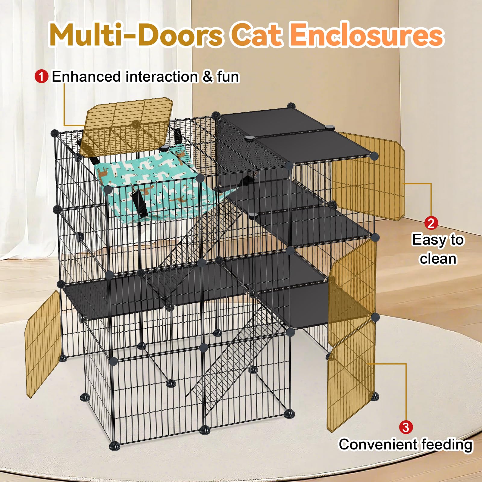 VISCOO cat cage safe platform and ramps support climbing and exploring safely