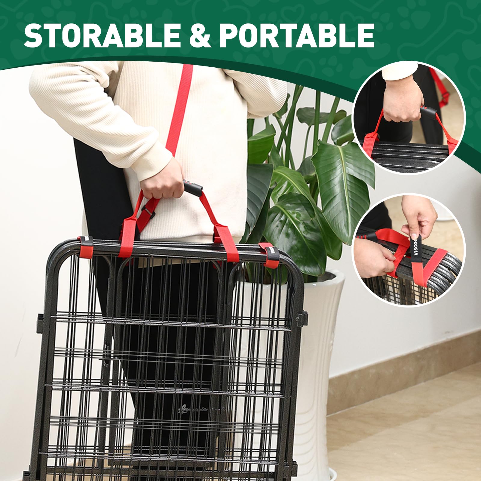 Viscoo dog playpen folds flat for compact storage and travel.