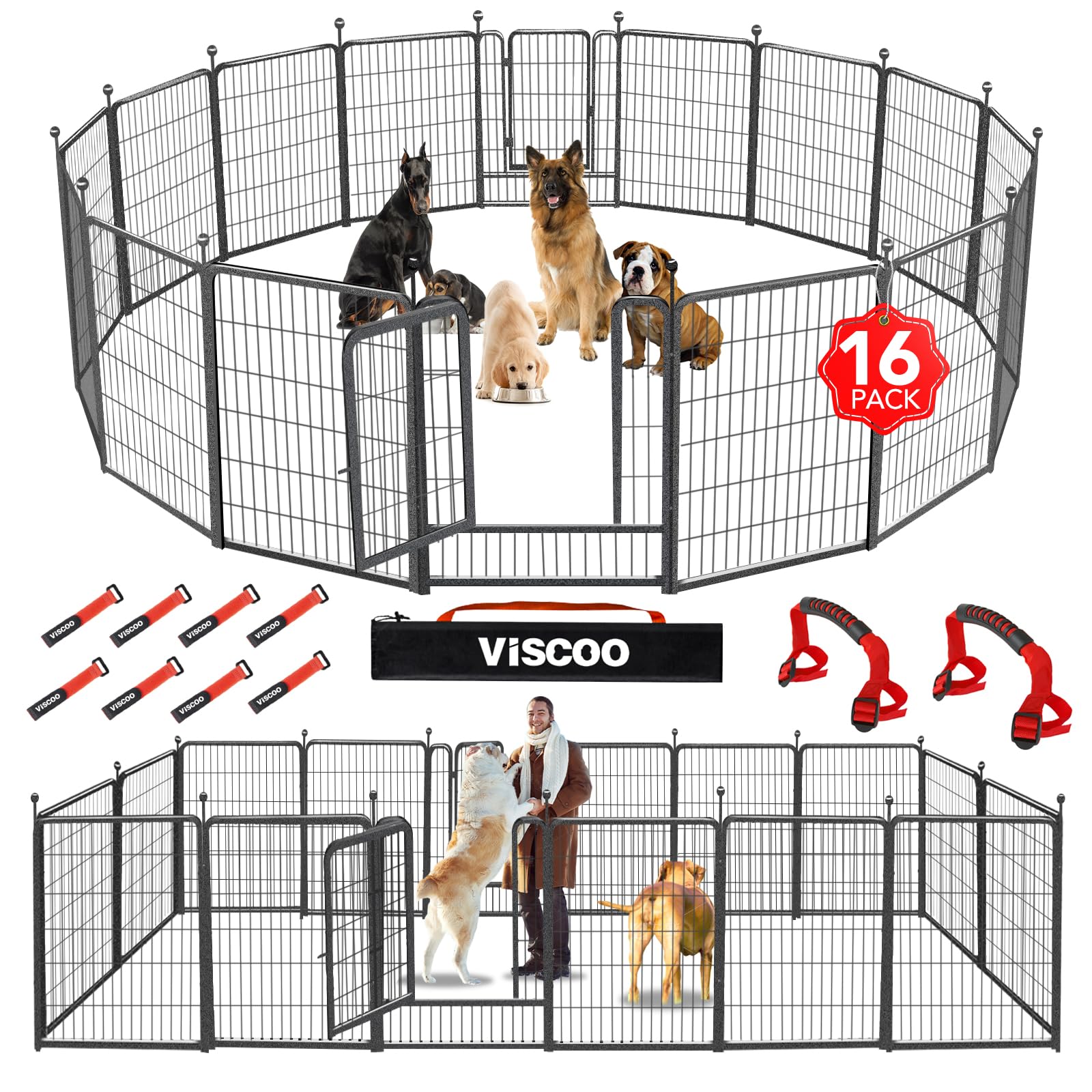 VISCOO dog playpen outdoor 16 panels create a spacious yard play area