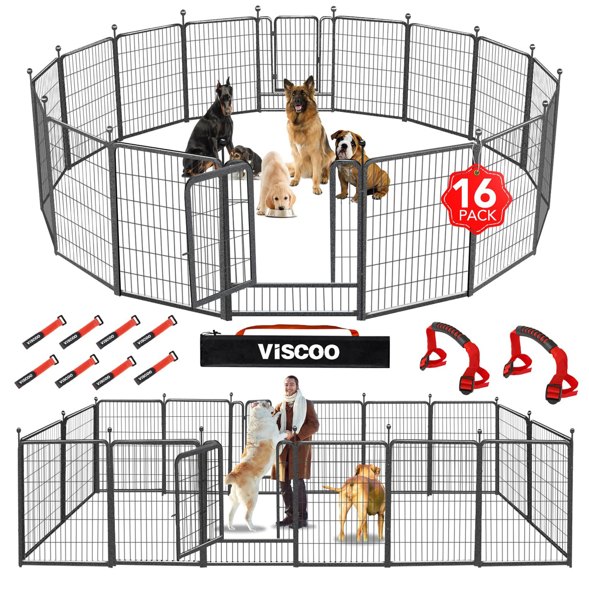 VISCOO dog playpen outdoor 16 panels create a spacious yard play area