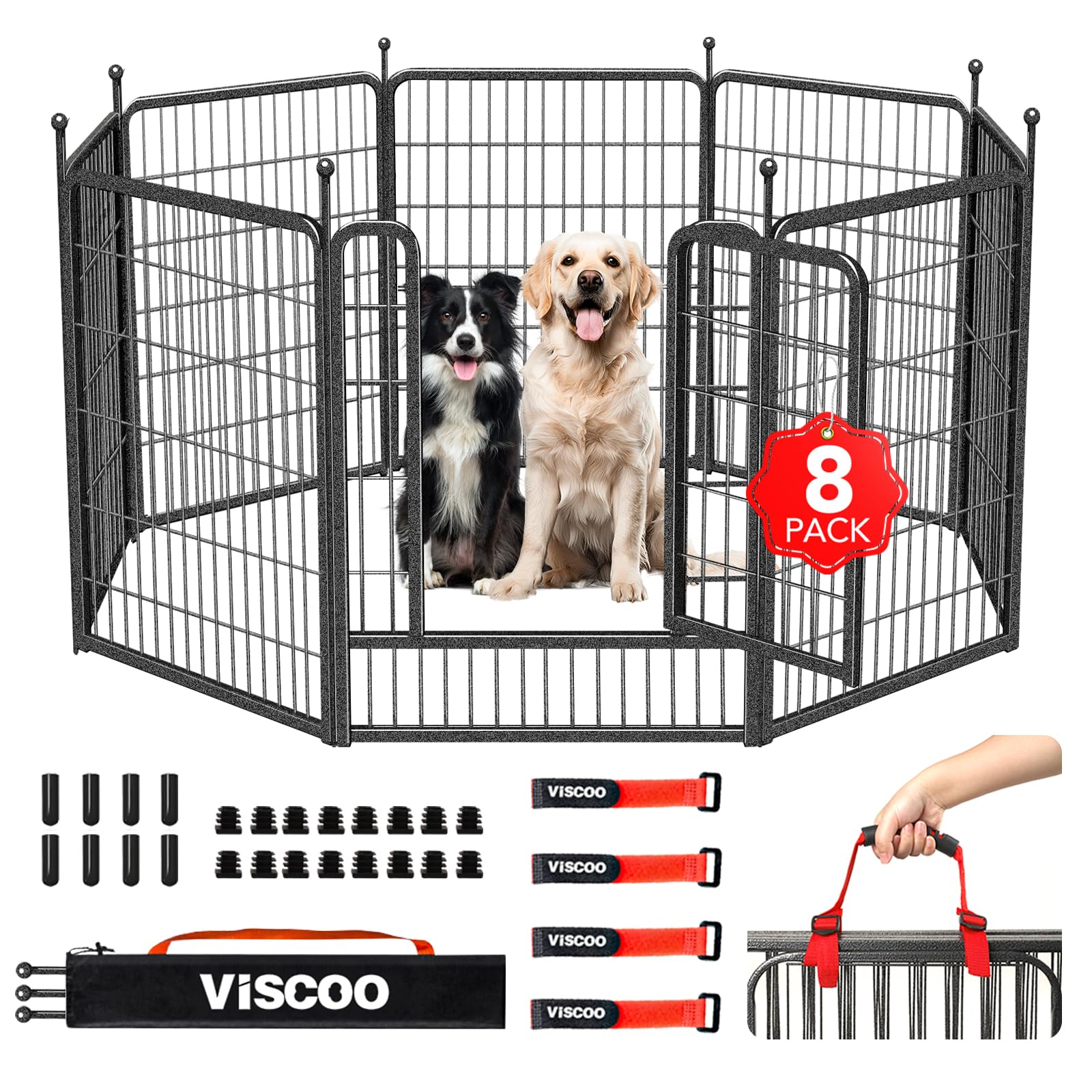 Viscoo dog playpen outdoor eight panels 40h provides safe space for dogs during camping.