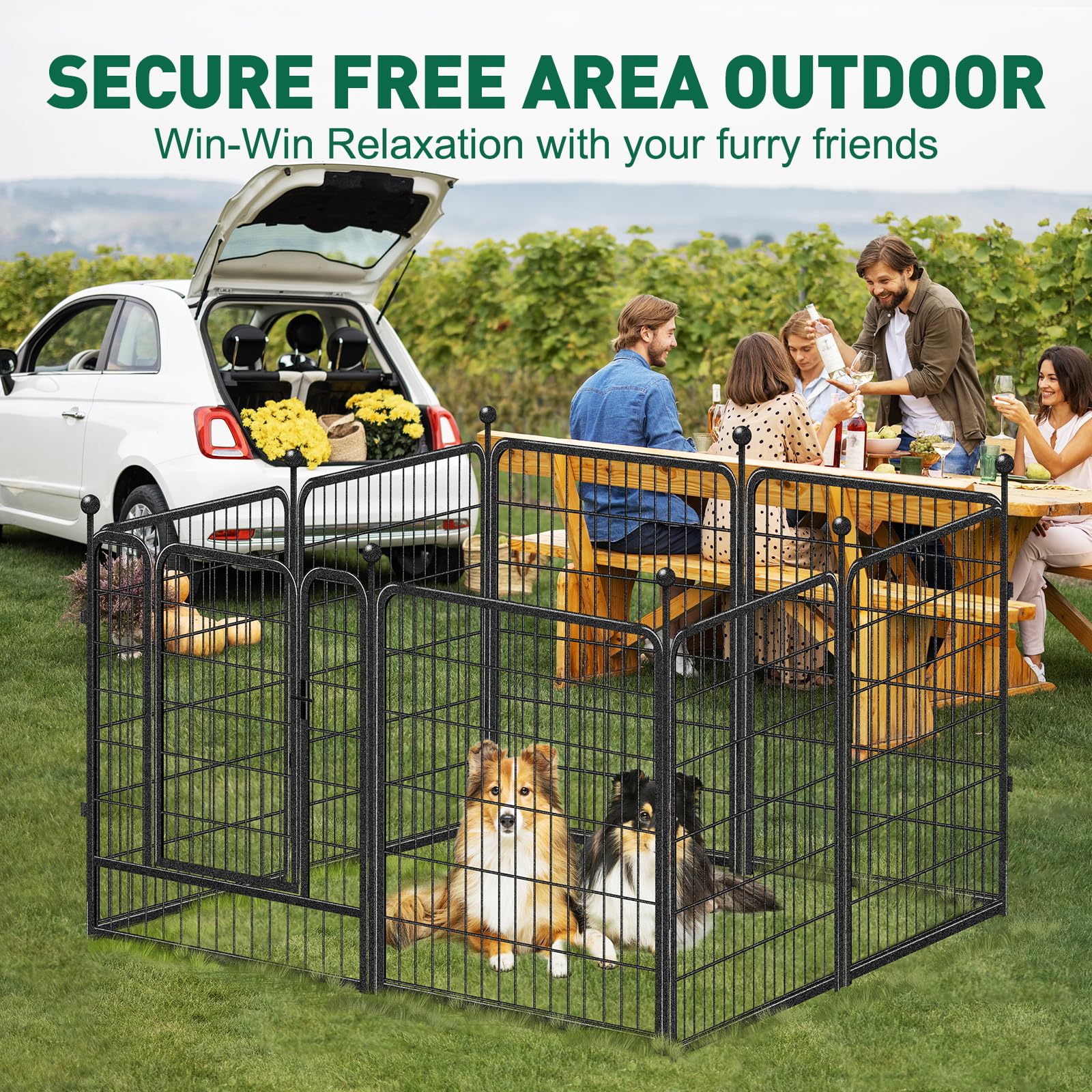 Viscoo dog playpen with door panel offers easy access for quick breaks.