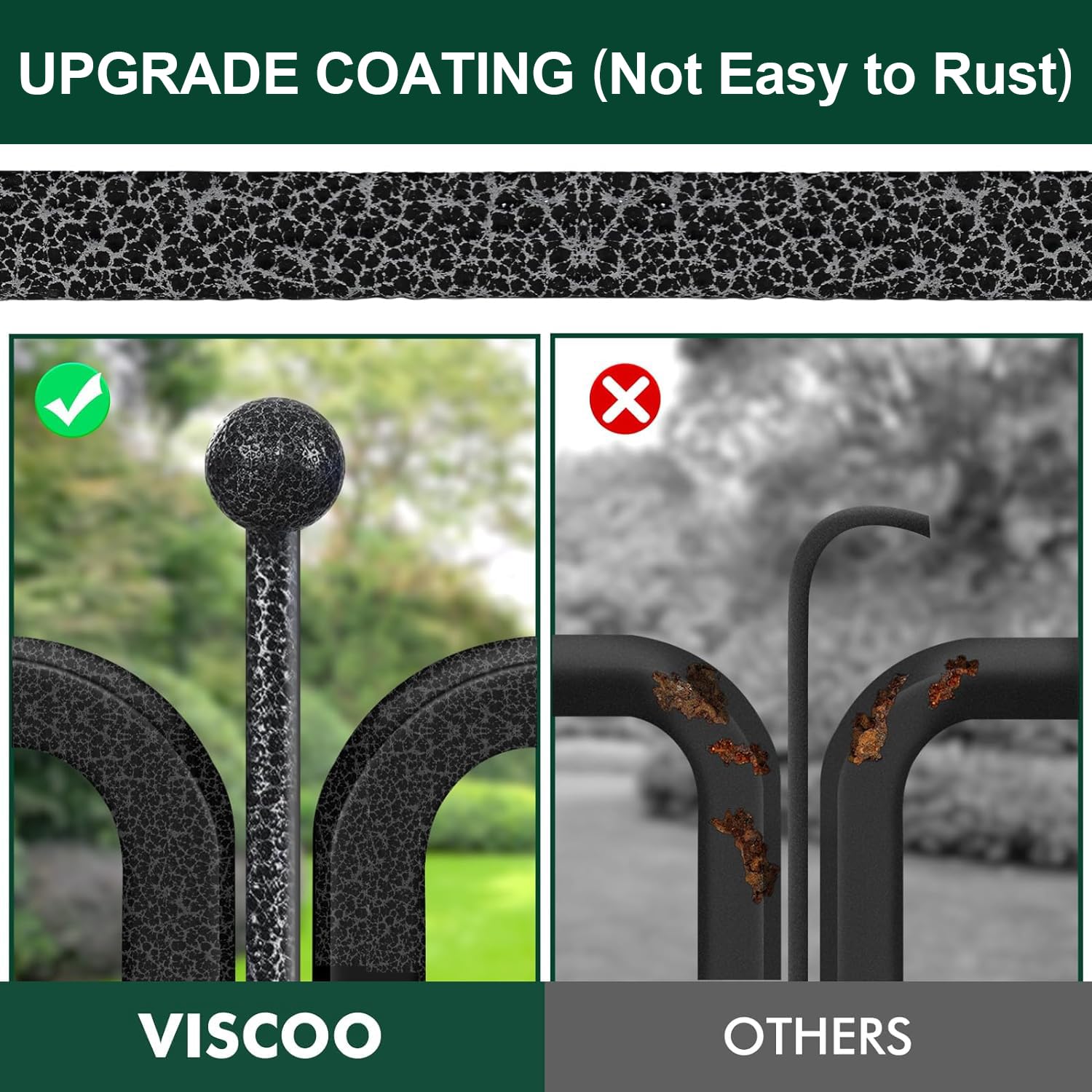 VISCOO electroplated metal fence delivers rust resistance and lasting durability