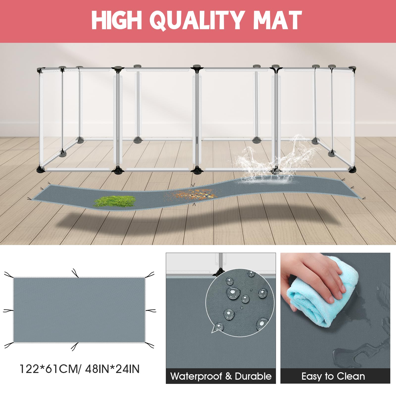 VISCOO safe-edges small-pet playpen highlights gentle construction for curious small animals