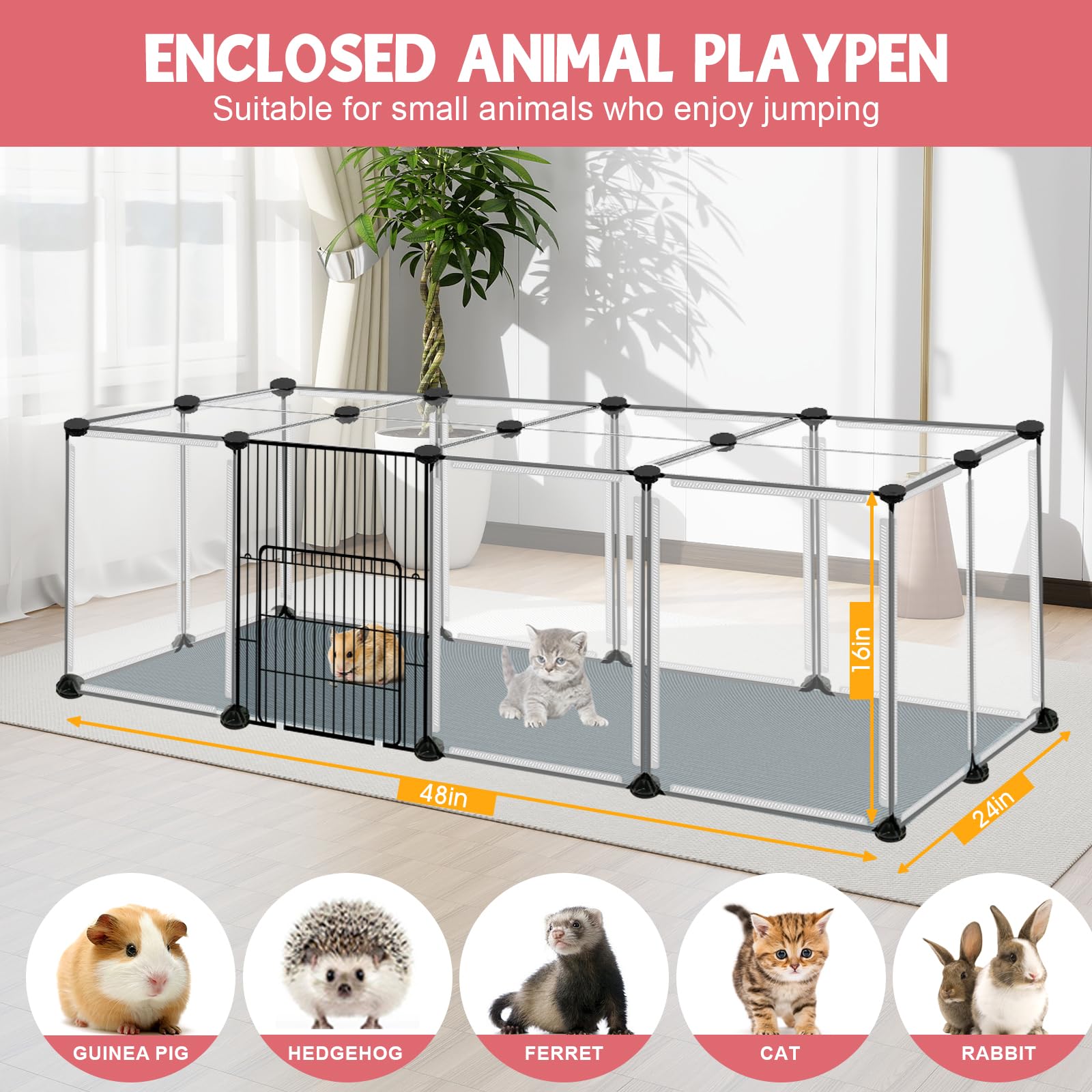 VISCOO transparent panel top cover view shows full visibility while pets stay contained