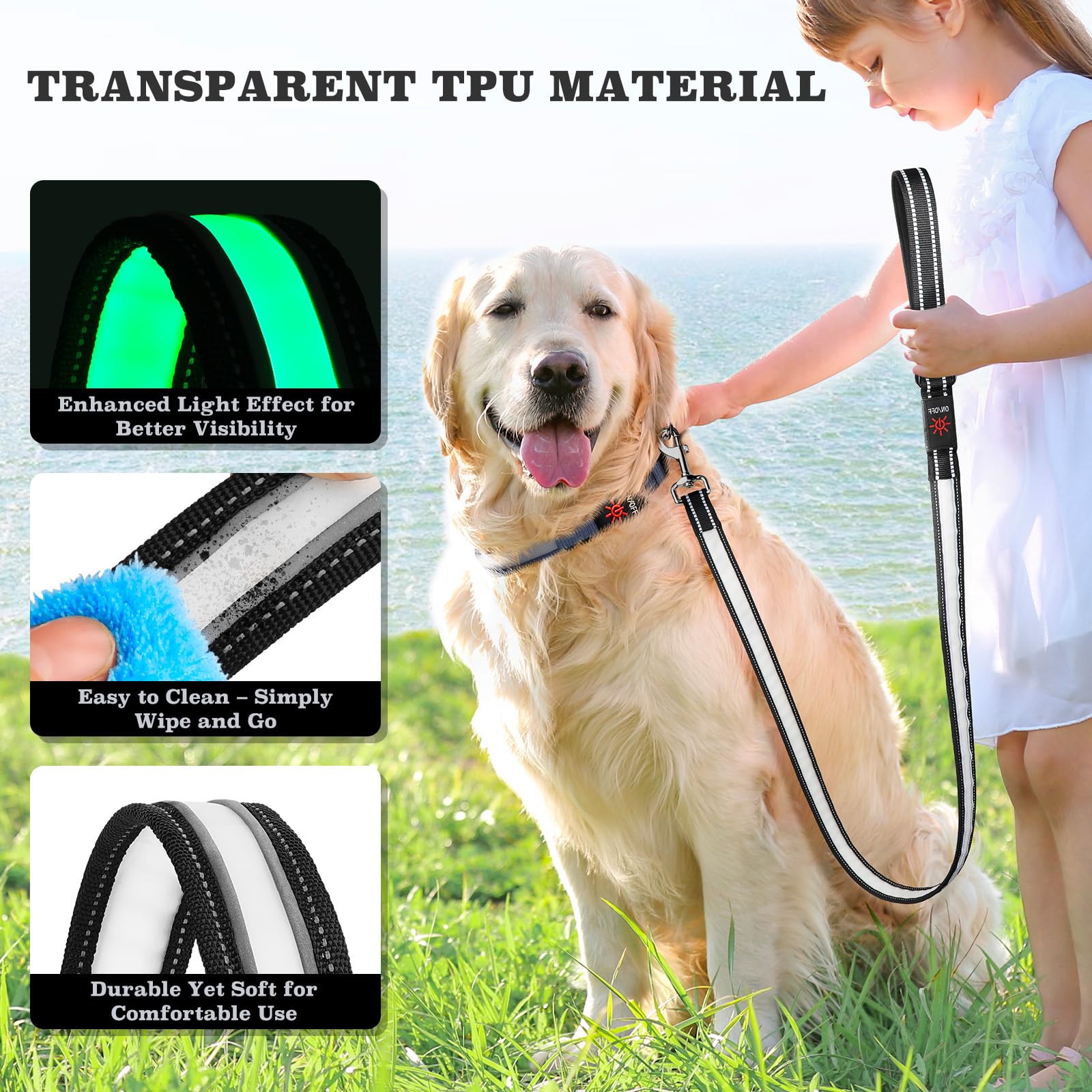Visinite 360-degree reflective dog leash visibility from all angles