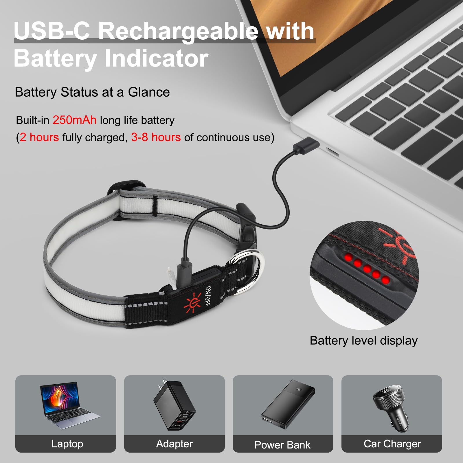 Visinite Light Up Dog Collar adjustable fit ensures comfortable wear.