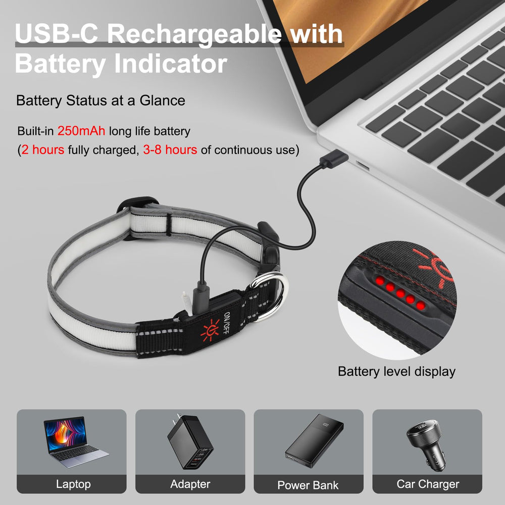 Visinite Light Up Dog Collar adjustable fit ensures comfortable wear.