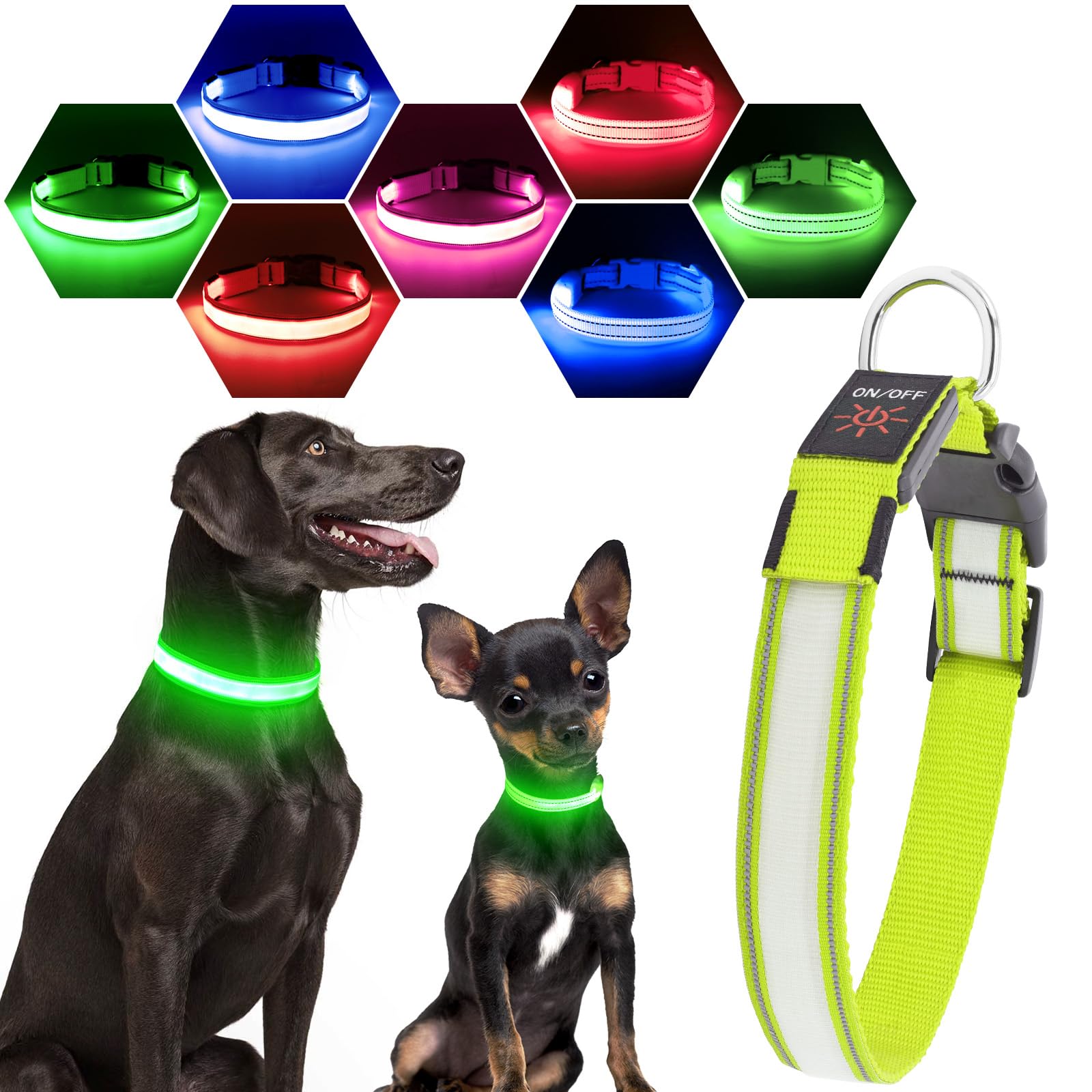 Visinite light up dog collar glow strip provides high visibility during night walks.