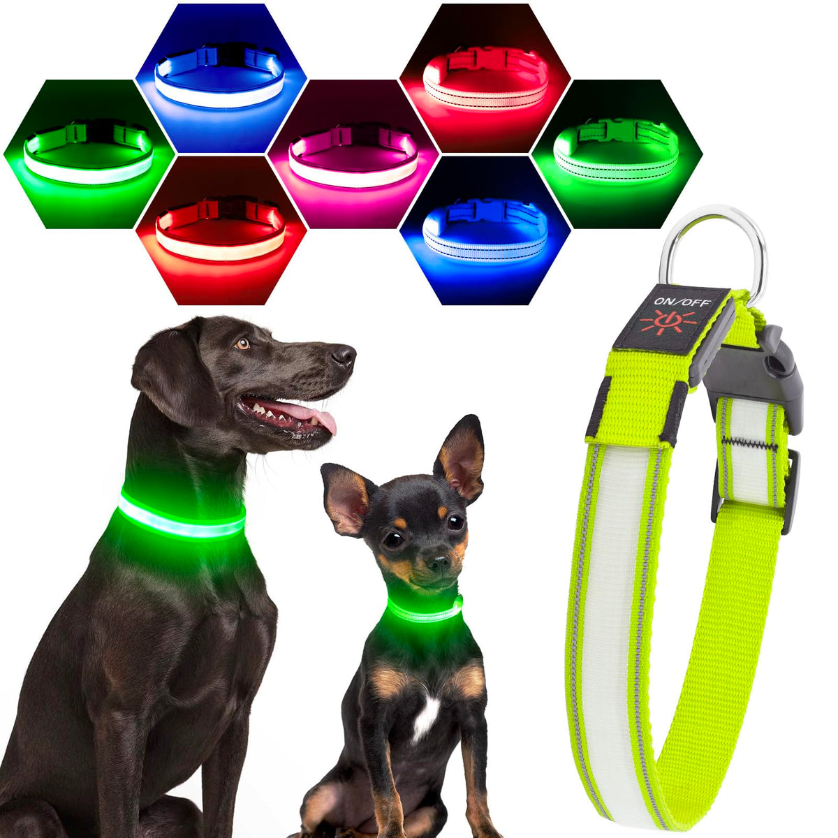Visinite light up dog collar glow strip provides high visibility during night walks.