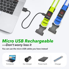 Visinite light up dog collar sizes demonstrate adjustable fit for all dogs.