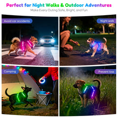 Visinite Light Up Dog Harness displays battery indicator for planning recharges
