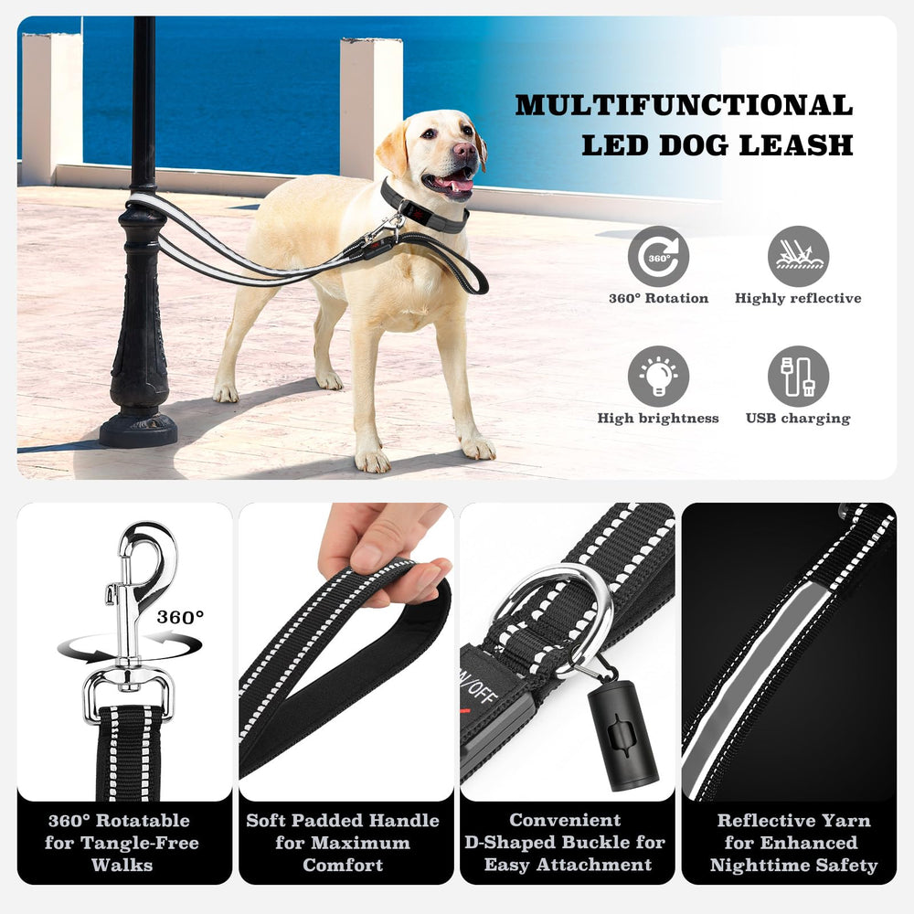 Visinite USB-rechargeable dog leash for extended evening walks