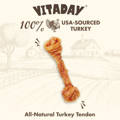 VITADAY Turkey Tendons braided detail demonstrates extra strength for tough chewers