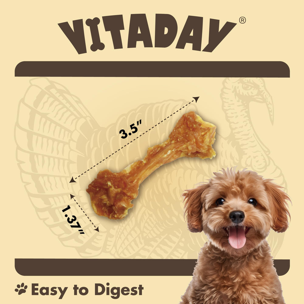 VITADAY turkey tendons for dogs close-up showing texture and chew appeal.