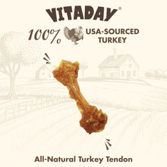 VITADAY turkey tendons for dogs hand-braided detail emphasizing durability.