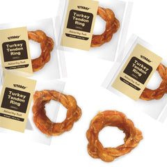VITADAY turkey tendons ring-s 4-count pack: long-lasting chew for small dogs